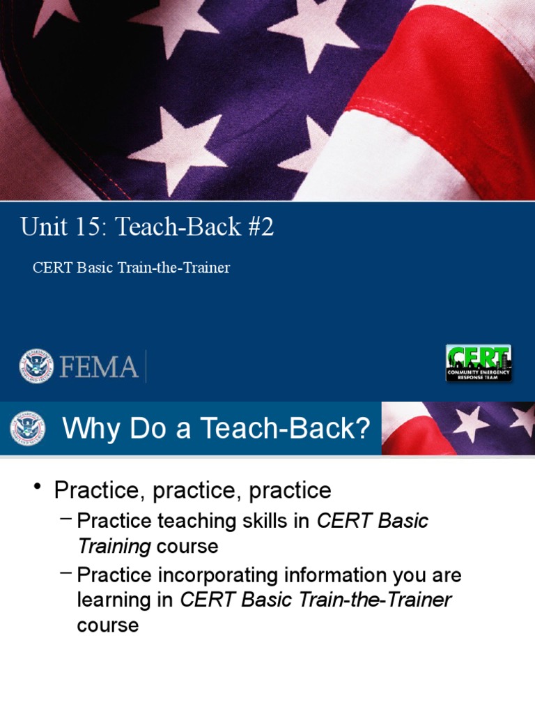 CERT Trainer Teach-Back Guide | PDF | Applied Psychology | Education Theory
