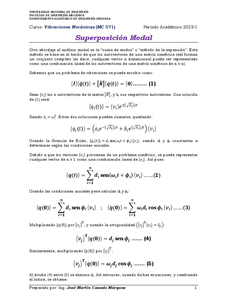 Análisis de Vibraciones con Matriz Modal | PDF | Valores propios y ...