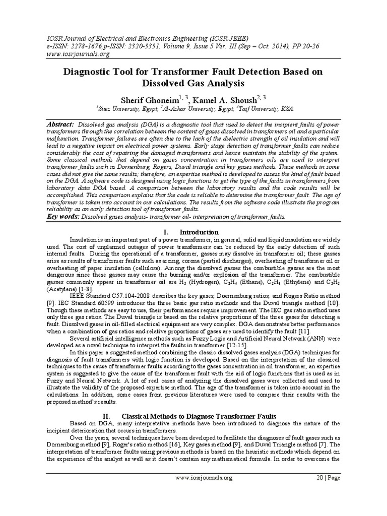 Diagnostic Tool For Transformer Fault Detection Based On Dissolved Gas ...