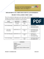 Acs College of Engineering: Department of Computer Science & Engineering Project Final Demo Time Table