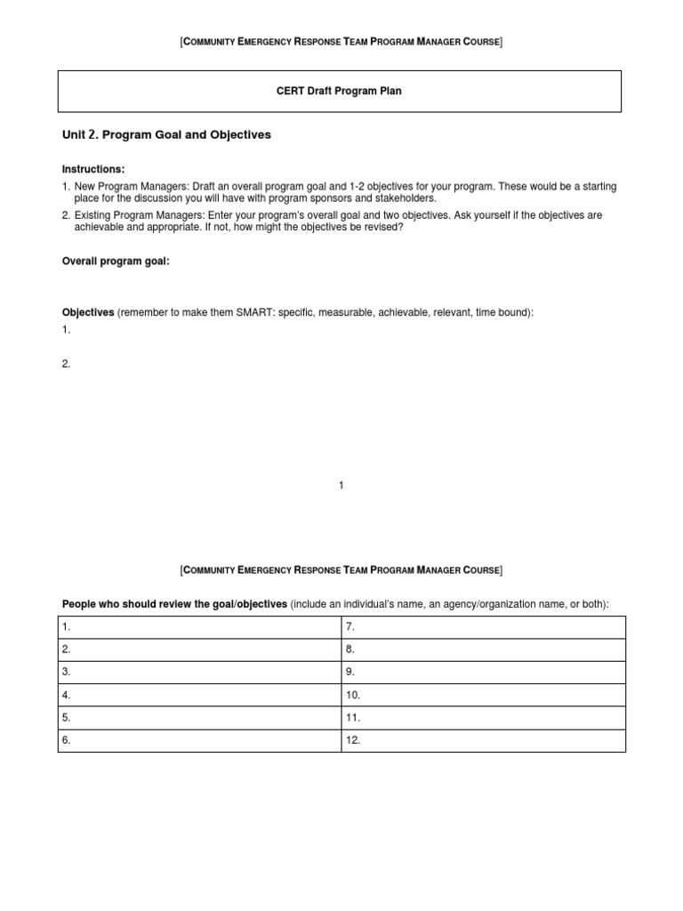 CERT Program Manager Course Guide | PDF | Goal | Psychological Concepts