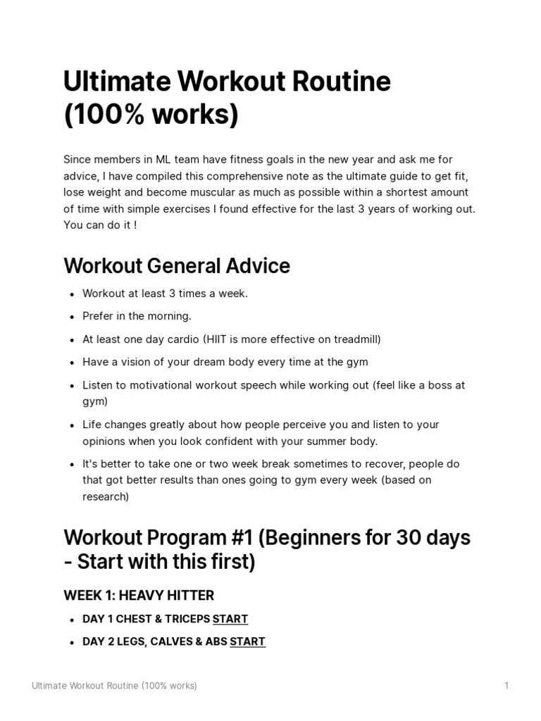 Ultimate Workout Routine Guide | PDF | Aerobic Exercise | Management Of ...