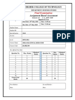 Assignment Based Assessment: Final Examination