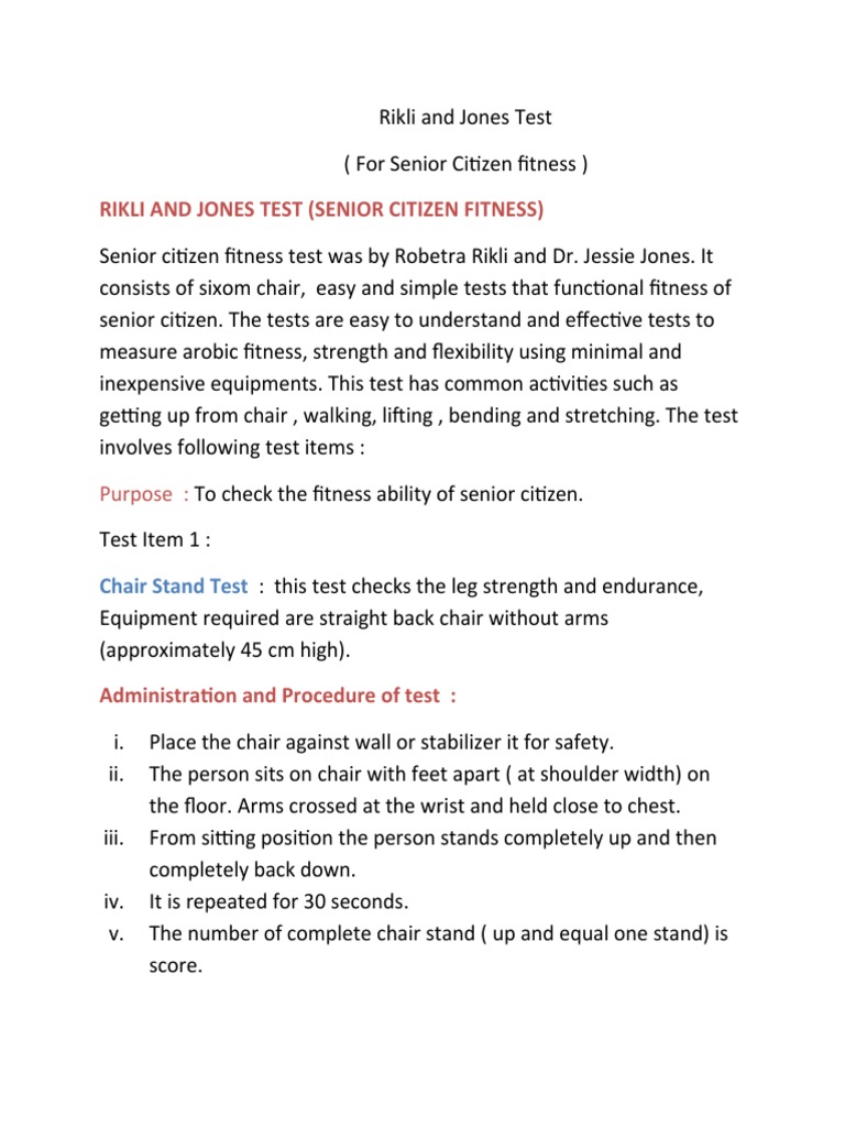Rikli And Jones Test Anatomical Terms Of Motion Chair