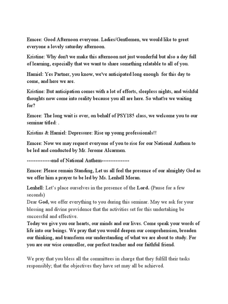 Script and Flow of The Program | PDF | Prayer