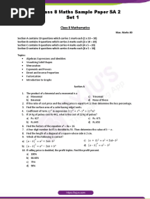 CBSE Class 8 Maths Sample Paper SA 2 Set 1