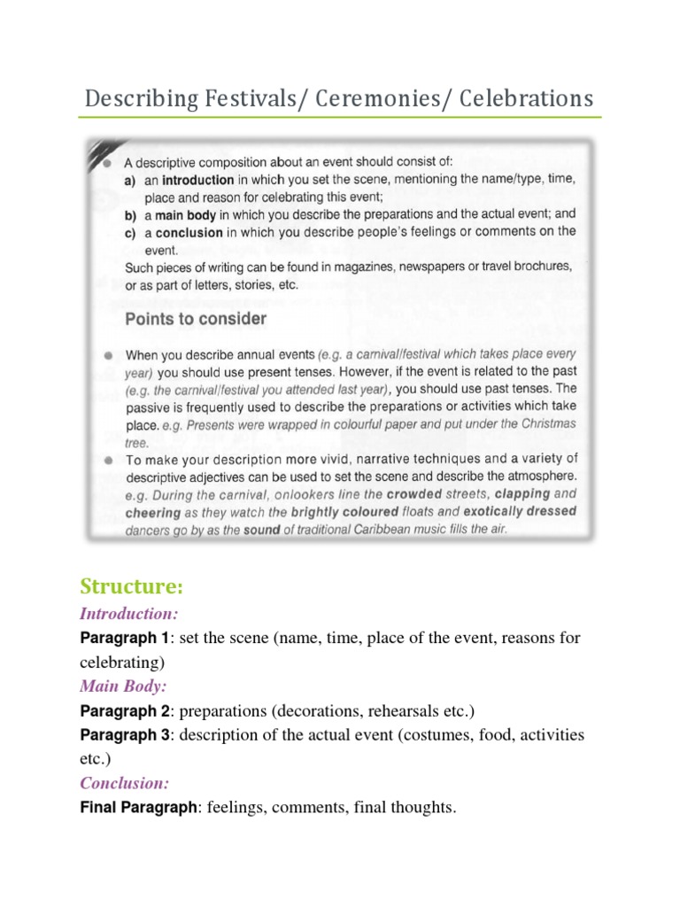 7B - Describing Festivals - Ceremonies - Celebrations | PDF