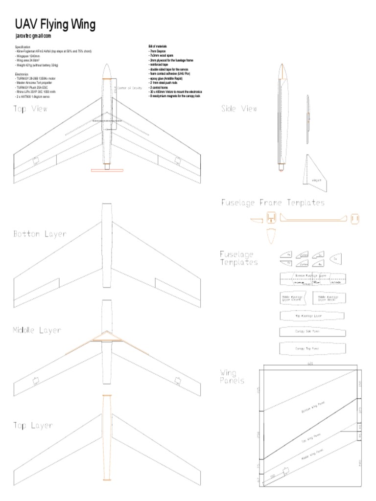 UAV Flying Wing Specifications and Build | PDF