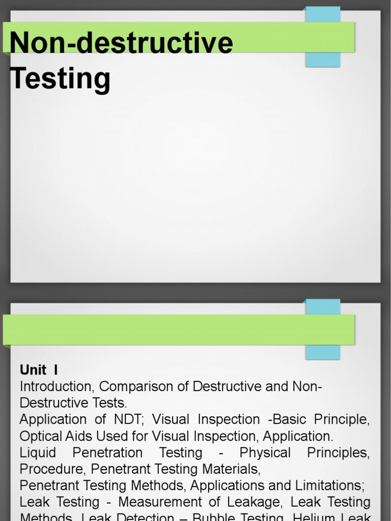 NDT - Unit-1 | PDF | Nondestructive Testing | Leak