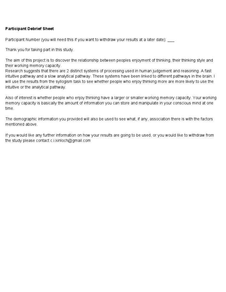 Debriefing form example picture