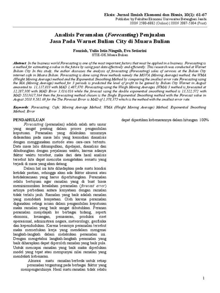 Analisis Peramalan Forecasting Penjualan Jasa Converted