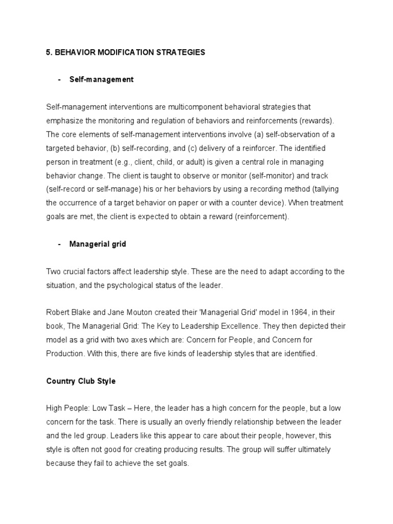 Behavior Modification Strategies | PDF | Occupational Stress | Leadership