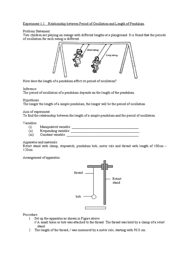 Experiment 1.1 Simple Pendulum PDF Pendulum Experiment