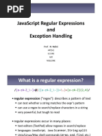 Javascript Regular Expressions and Exception Handling: Prof - N. Nalini Ap (SR) Scope Vit Vellore