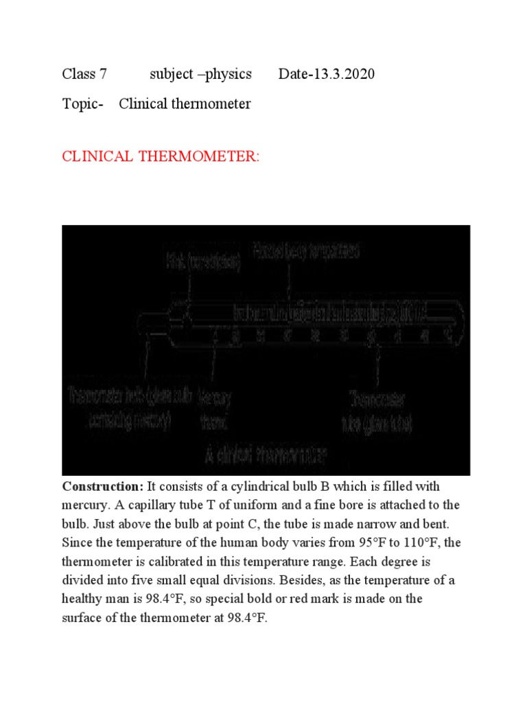 Clinical Thermometer Overview and Details | PDF | Science & Mathematics ...