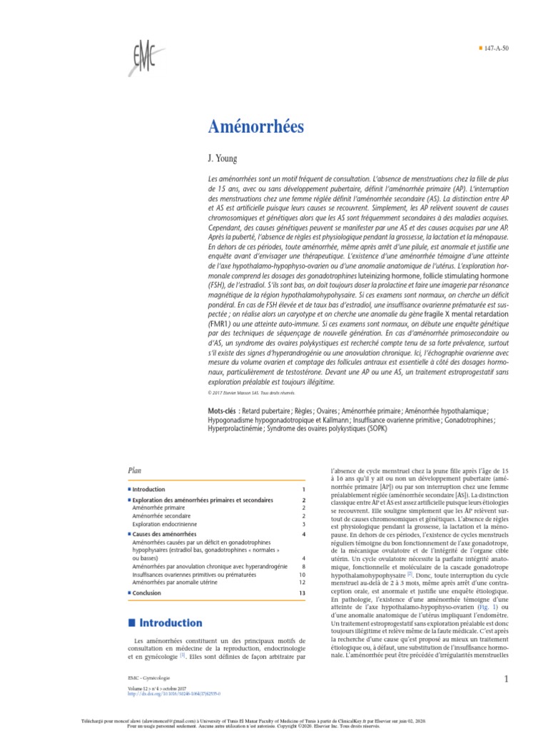 Aménorrhées: J. Young | PDF | Syndrome de Stein-Leventhal ...