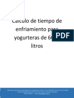 Cálculo de Tiempo de Enfriamiento para Yogurteras de 6000 L