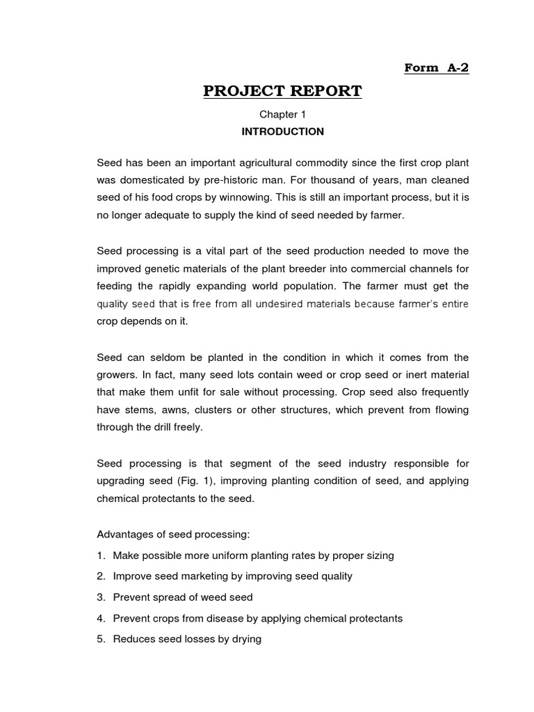 Seed Processing Project Report | PDF | Seed | Interest