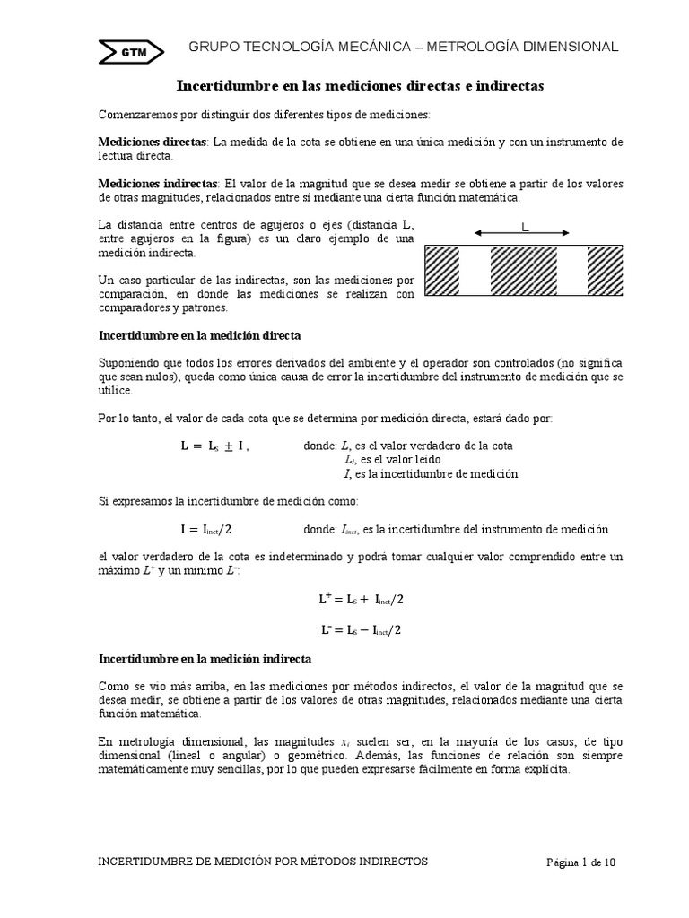 Incertidumbre en Mediciones Indirectas | PDF | Medición | Metrología