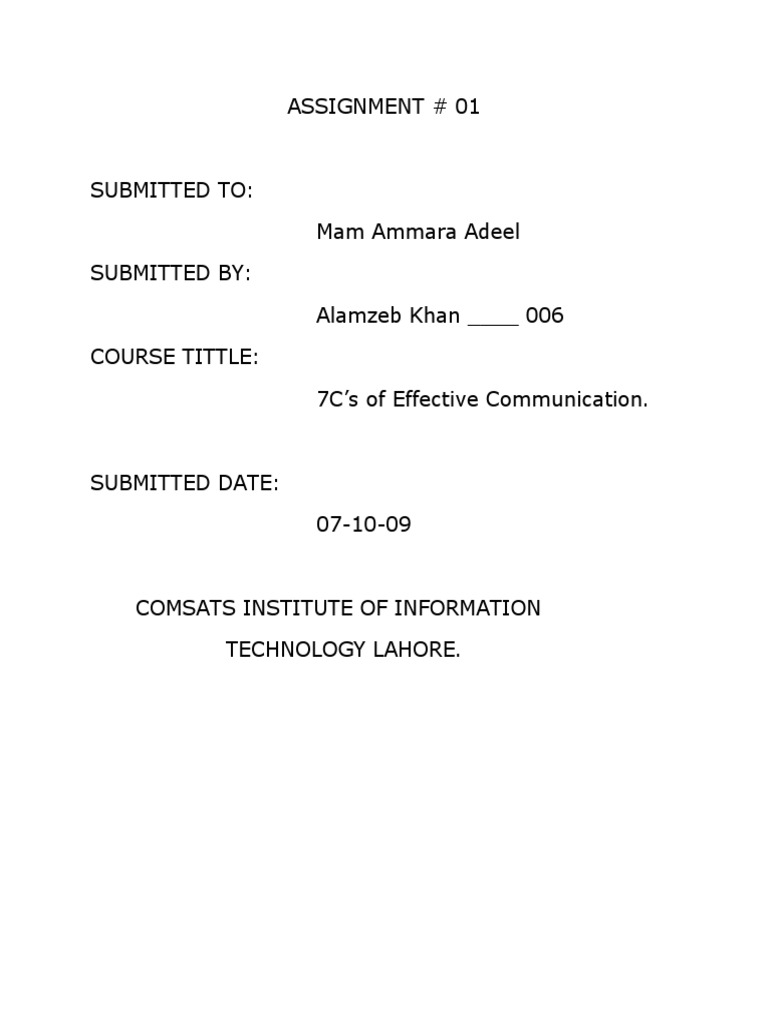 7C’s of Effective Communication Assignment | PDF