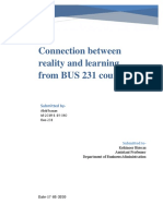 Connection Between Reality and Learning From BUS 231 Course: (Document Subtitle)