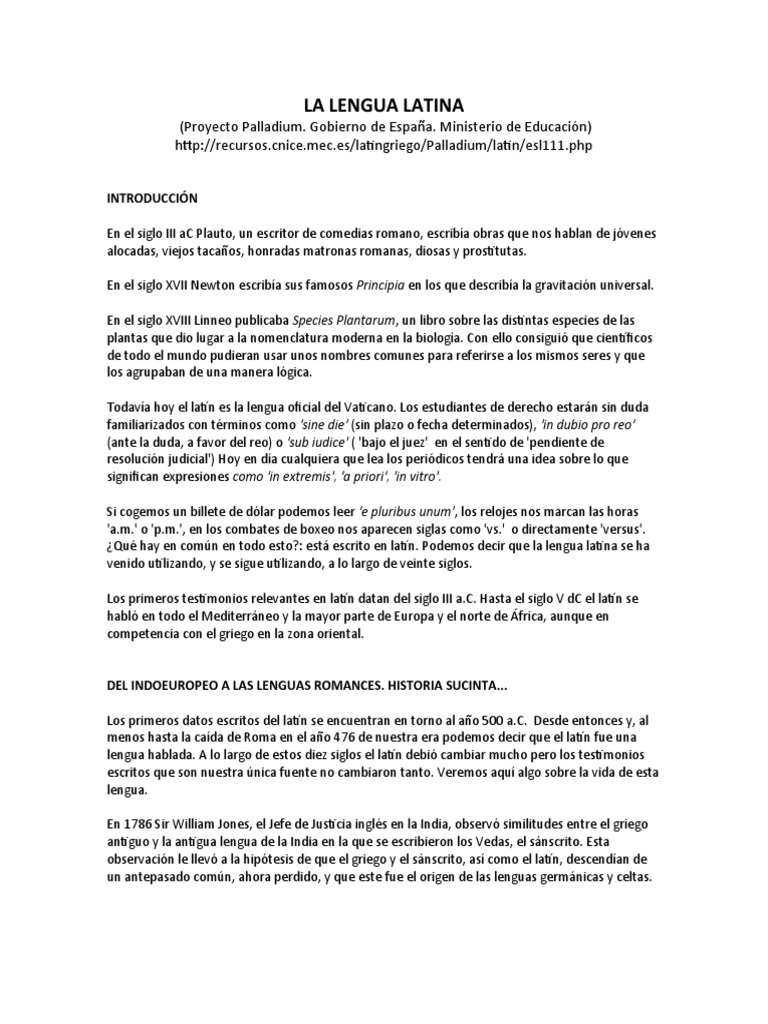01 La Lengua Latina - Introducción | PDF | latín | Alfabeto