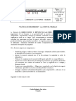 Política de Seguridad Y Salud en El Trabajo