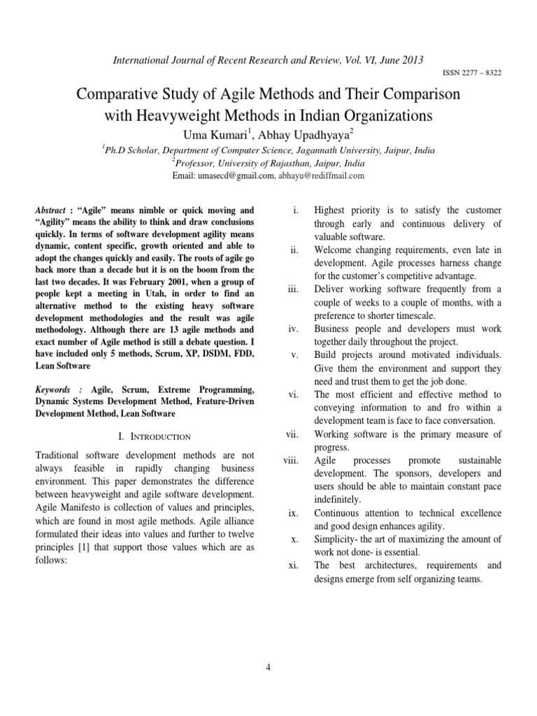 Comparative Study of Agile Methods and Their Comparison With ...