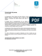 Comunicado de Prensa Junio 6 de 2020