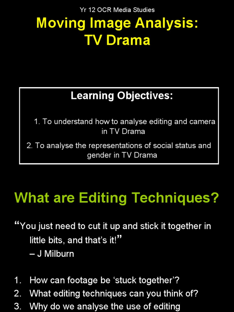 Moving Image Analysis: TV Drama: Learning Objectives | PDF
