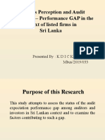 Investors Perception and Audit Expectation - Performance GAP in The Context of Listed Firms in Sri Lanka