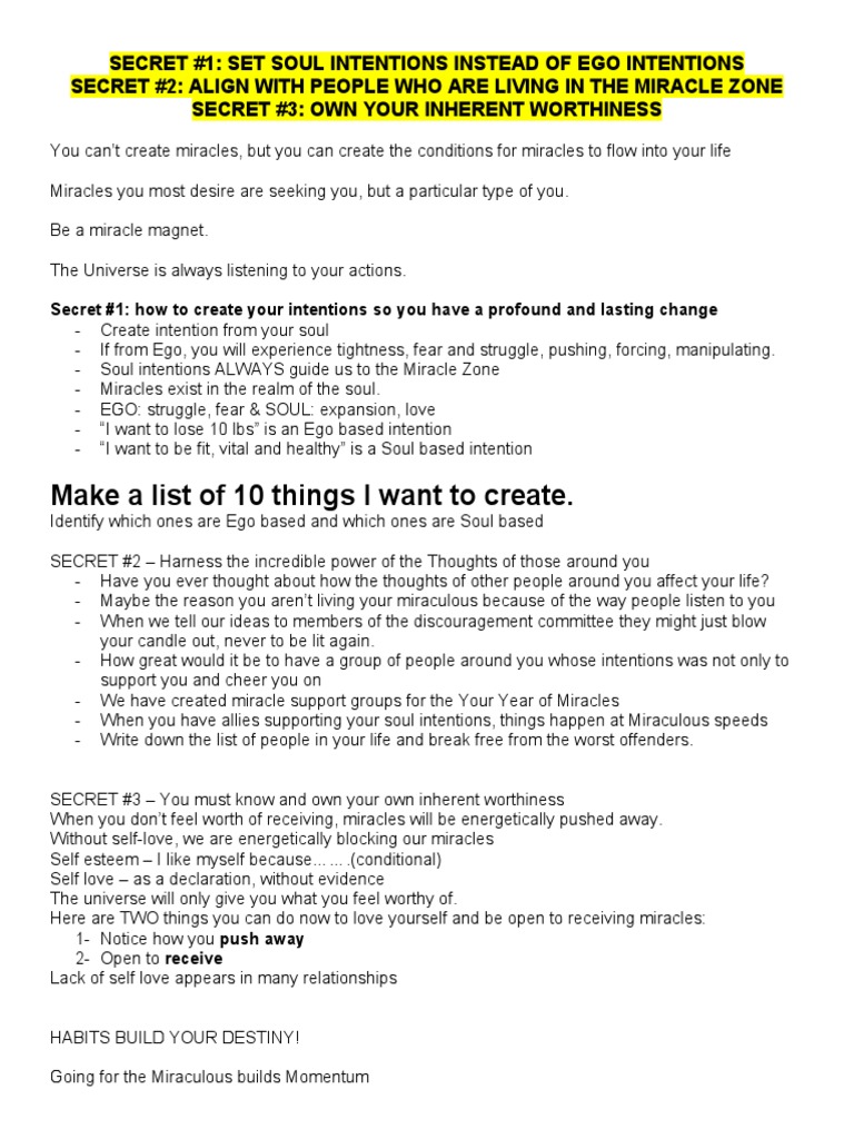 Creating Soul Intentions for Miracles | PDF | Miracle | Soul