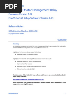 Multilin 369 Motor Management Relay: Firmware Version 3.62 Enervista 369 Setup Software Version 4.23 Release Notes