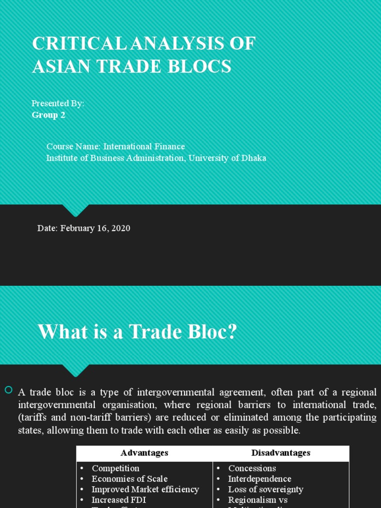 Critical Analysis of Asian Trade Blocs PDF Trade Economies