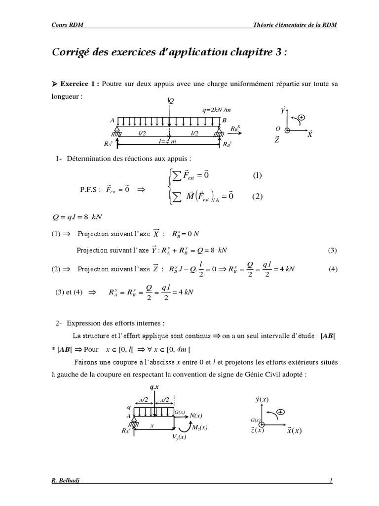 Corrigé Exercices RDM: Poutres et Charges | PDF | Flexion (matériau ...
