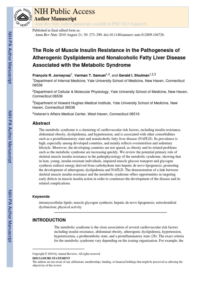 NIH Public Access | PDF | Insulin Resistance | Metabolic Syndrome
