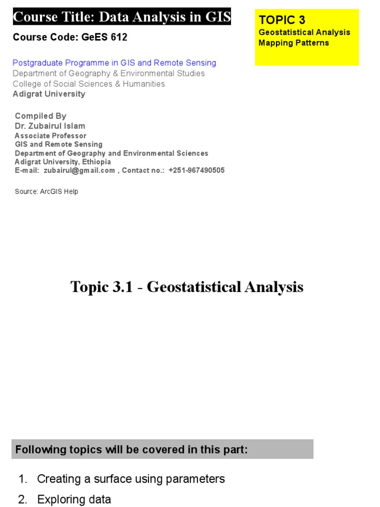 Geostatistical Analysis in GIS | PDF | Spatial Analysis | Geographic ...