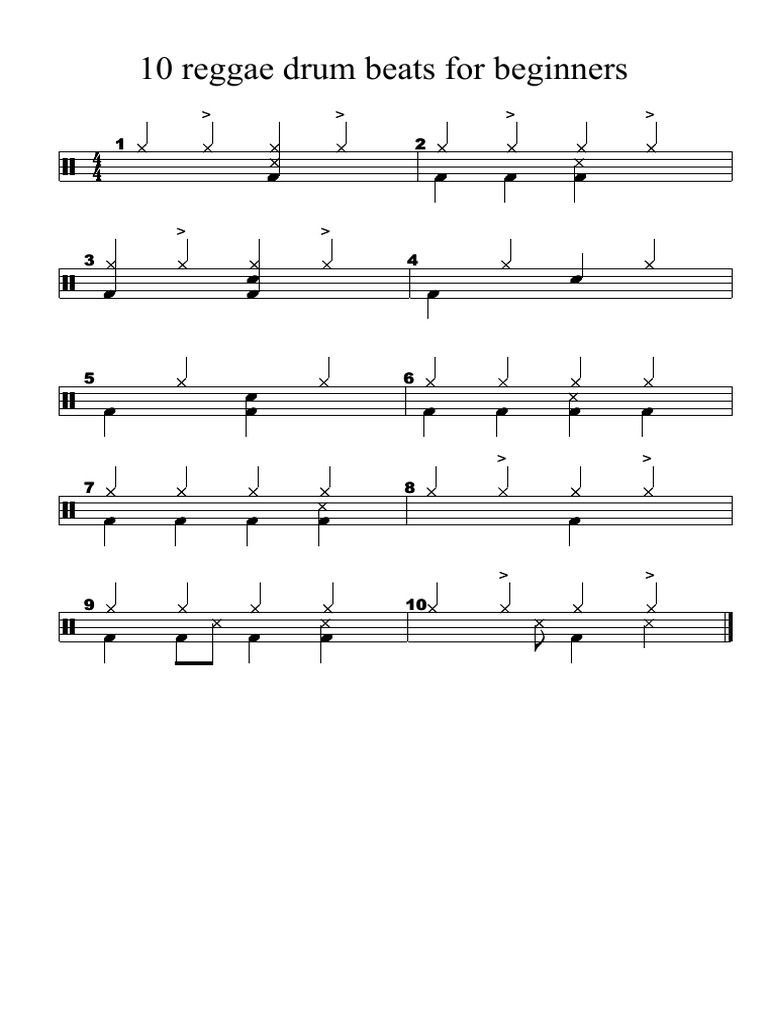10 Reggae Drum Beats For Beginners PDF PDF