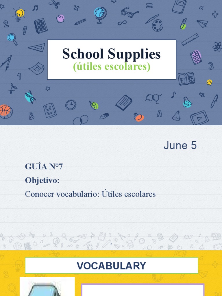 Vocabulario de útiles escolares en inglés | PDF | Implementos de ...