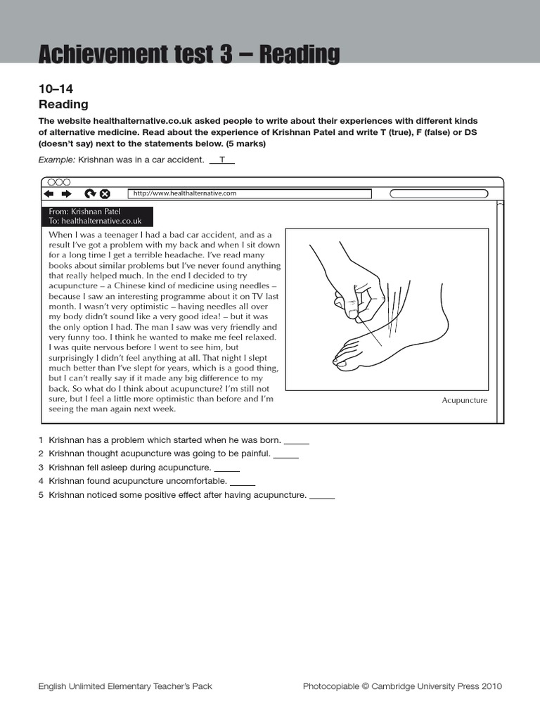 Achievement Test 3 Reading | PDF