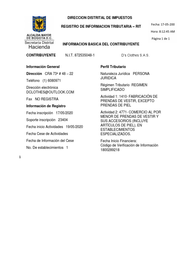 Ejemplo Rit Establecimiento | PDF