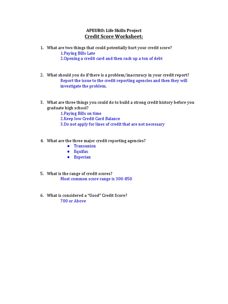 Credit Score Basics for Students | PDF