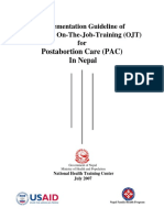 Postabortion Care (PAC) in Nepal: Implementation Guideline of Structured On-The-Job-Training (OJT) For
