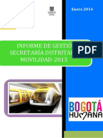 Informe de gestión 2013 Secretaría Distrital de Movilidad Bogotá