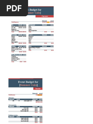 Summer Gala Event Budget