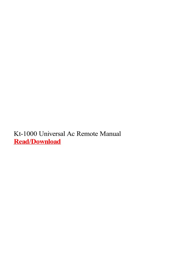 Kt 1000 Universal Ac Remote Manual Pdf Remote Control Air Conditioning