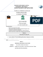 Institución Educativa "Central Técnico": English As A Foreign Language Eighth Grade Egbs At-Home Activities