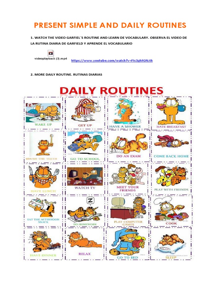 Garfield's Daily Routine Activities | PDF | Semiotics | Linguistic ...