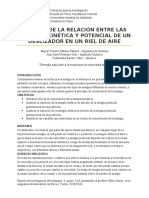 Estudio de La Relacion Entre Las Energias Cinetica y Potencial de Un Deslizador en Un Riel de Aire