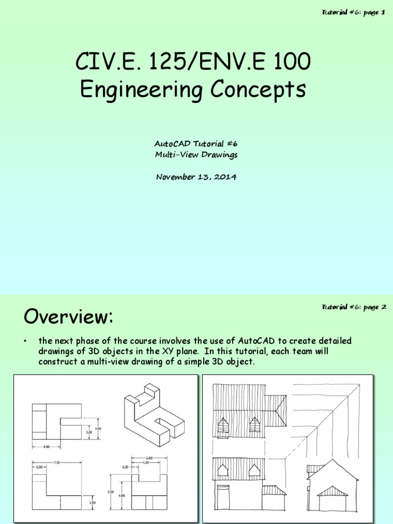 Civ.E. 125/Env.E 100 Engineering Concepts: Autocad Tutorial #6 Multi ...